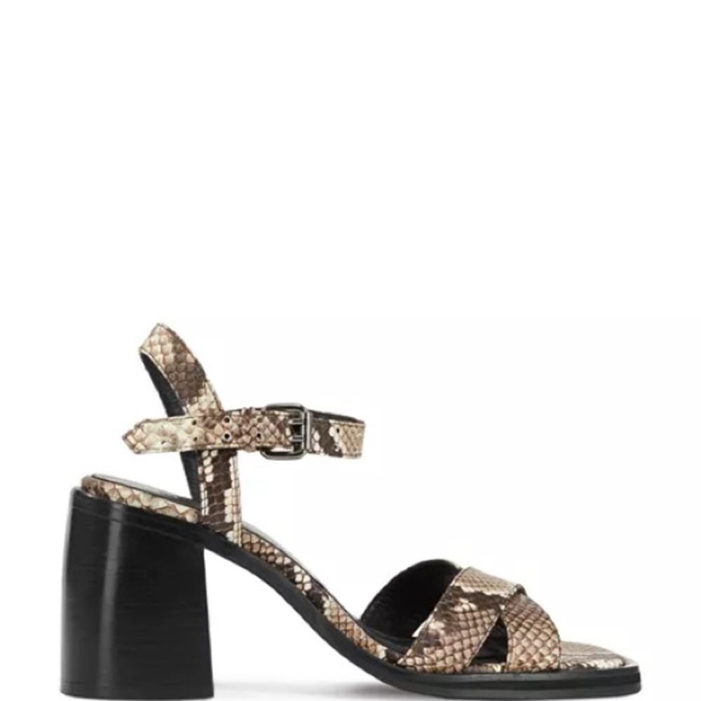 Women's Snakeskin Block Heel Sandals